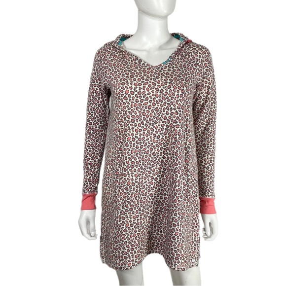 Kensie I Only Sleep in Pretty Pink Animal Print Thermal Hoodie Night Dress - Picture 1 of 10